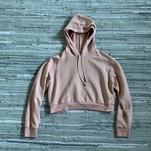 Divided cropped pink hoodie